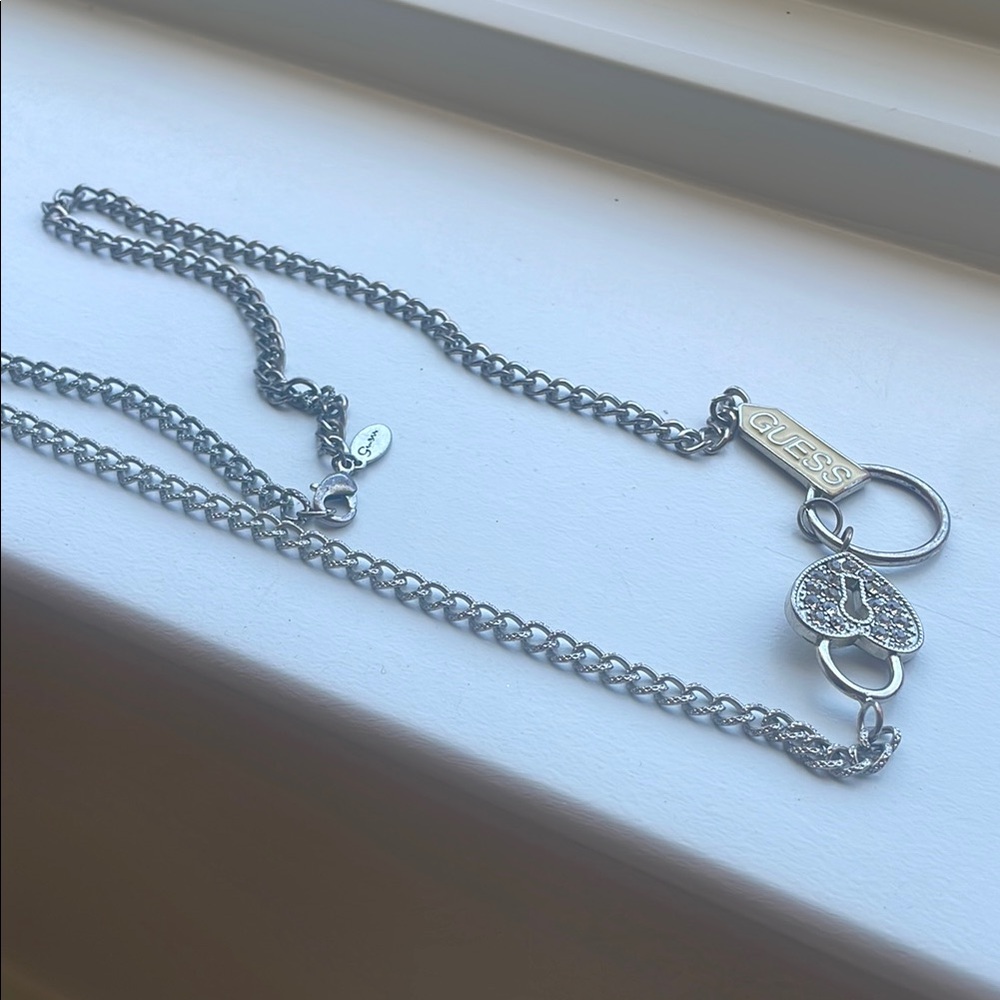 Guess Silver Key & Card Holder Chain Accessory